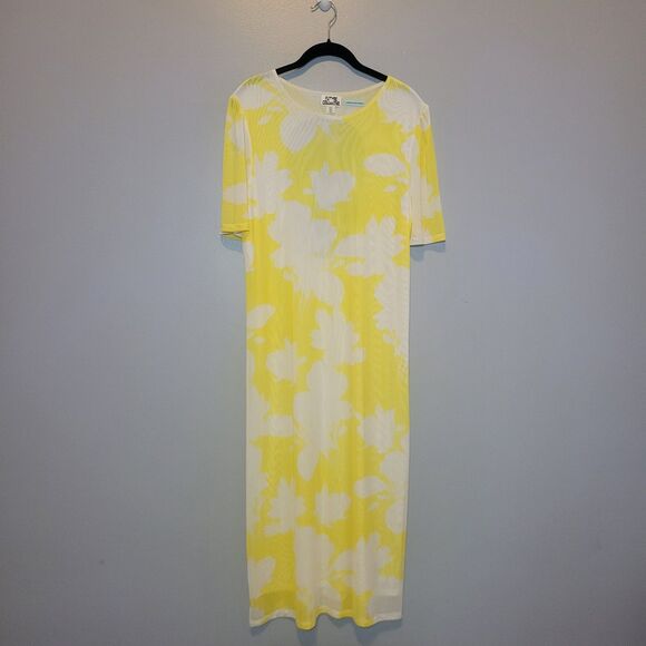 Future Collective x Gabriella Karefa Yellow Floral Print Mesh Midi Dress XXL - Picture 3 of 13